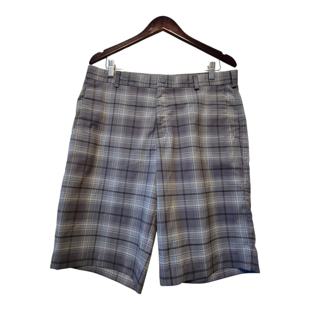 Nike Golf Tour Performance Plaid Shorts Mens Sz 34 Inseam 11" Gray Bermuda